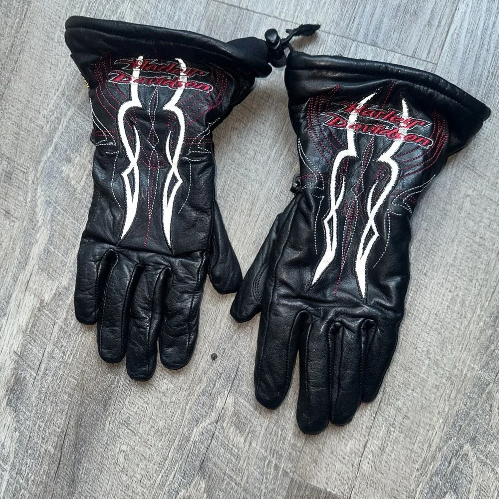 Harley Davidson Women's Gloves Medium  Reflective Tribal Y2K Goth Grunge‎